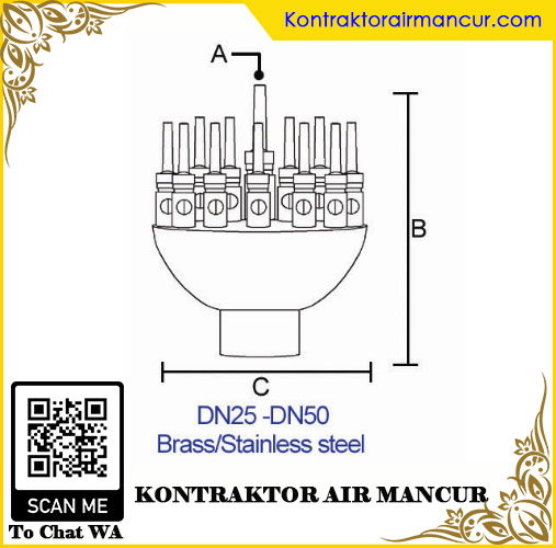 Ukuran Diameter Nozzle air mancur adjust blossom