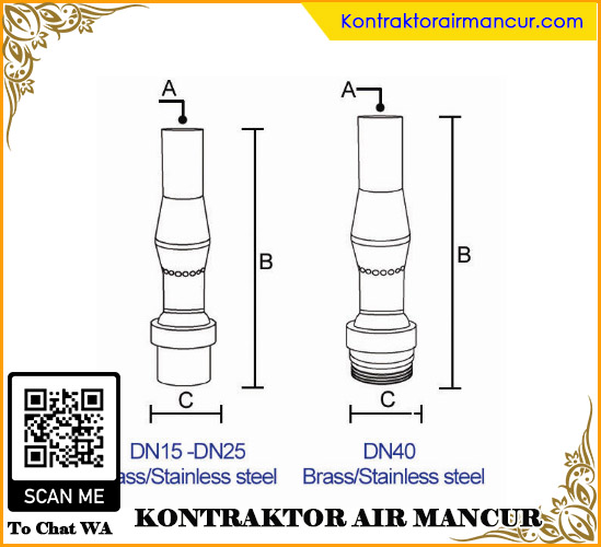 Ukuran Frothy Nozzle air mancur murah